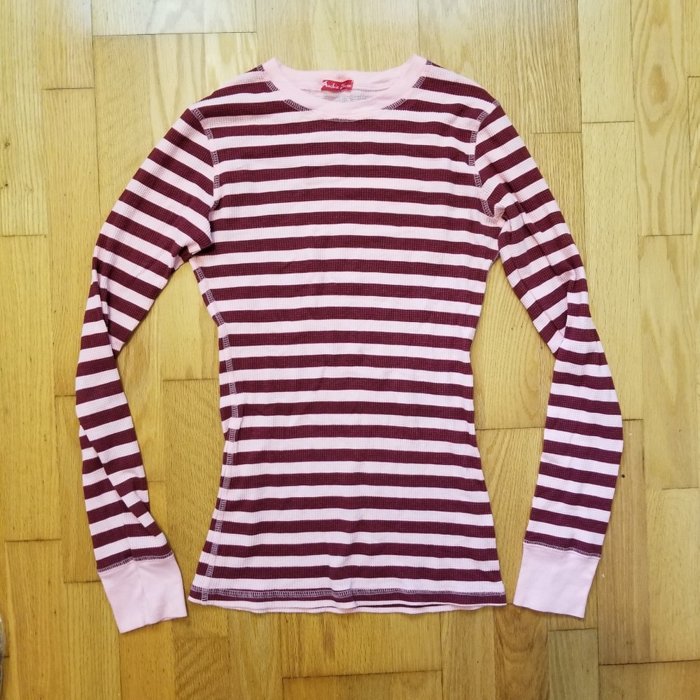 Peachie Keen Cranberry Striped Waffle Shirt
